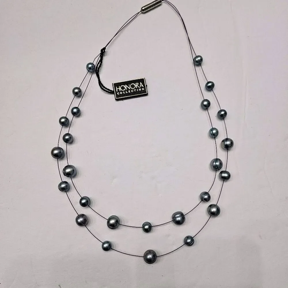 NWT Honora Collection Grey Pearl layered Necklace